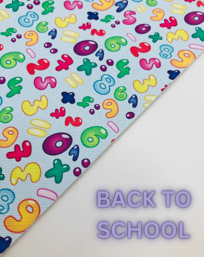 A5 SCHOOL - Number Fun printed leatherette fabric