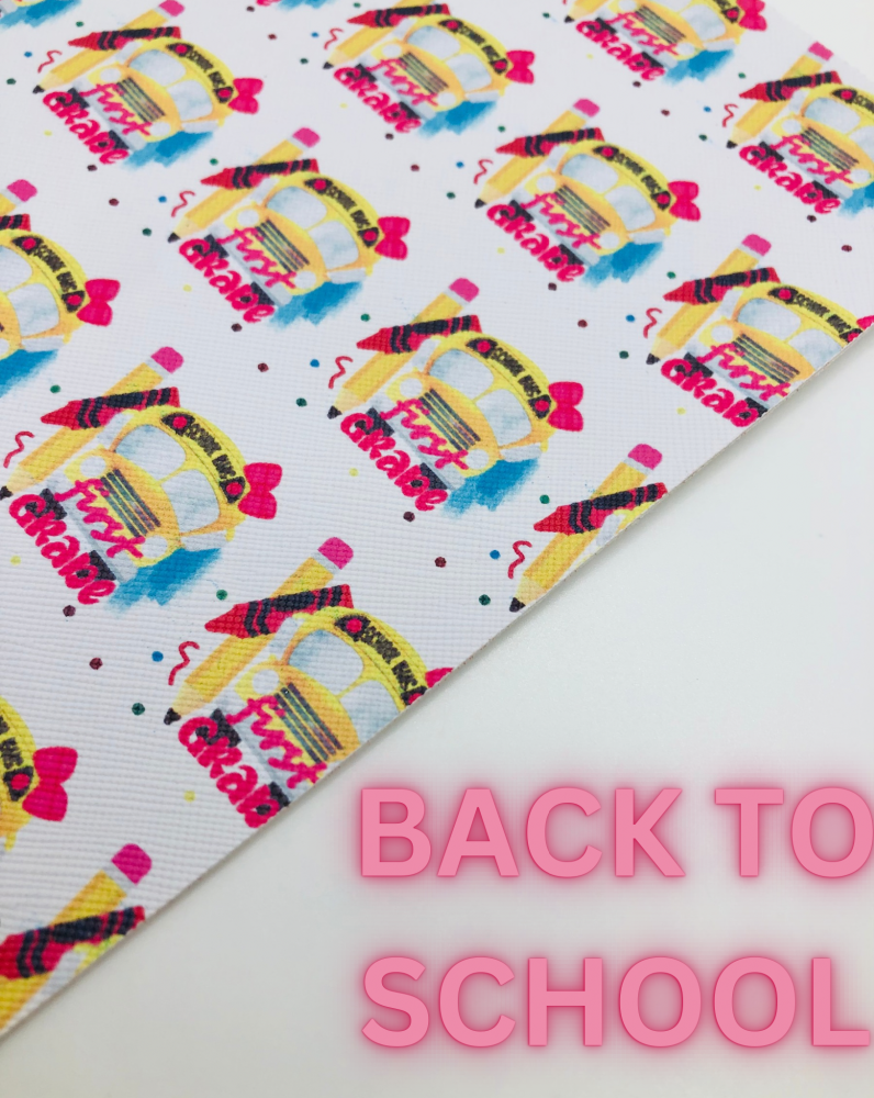 A5 SCHOOL - School Bus First Grade printed leatherette fabric
