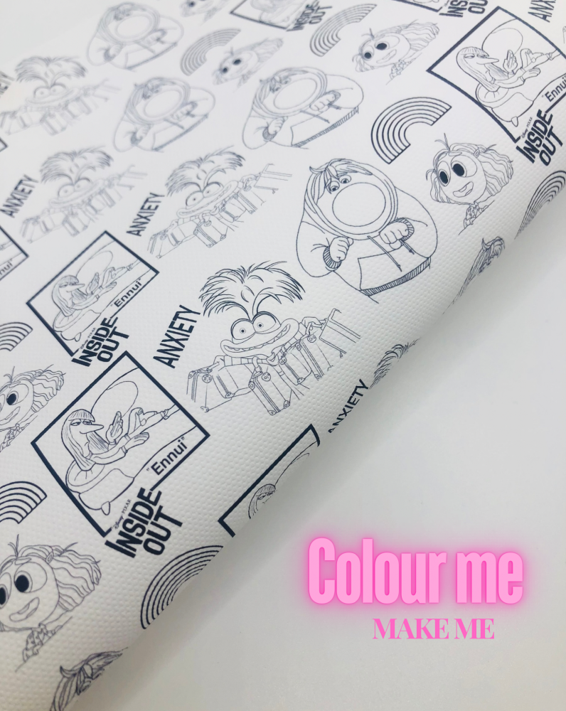 1688 -Colour in Inside out inspired printed canvas fabric sheet