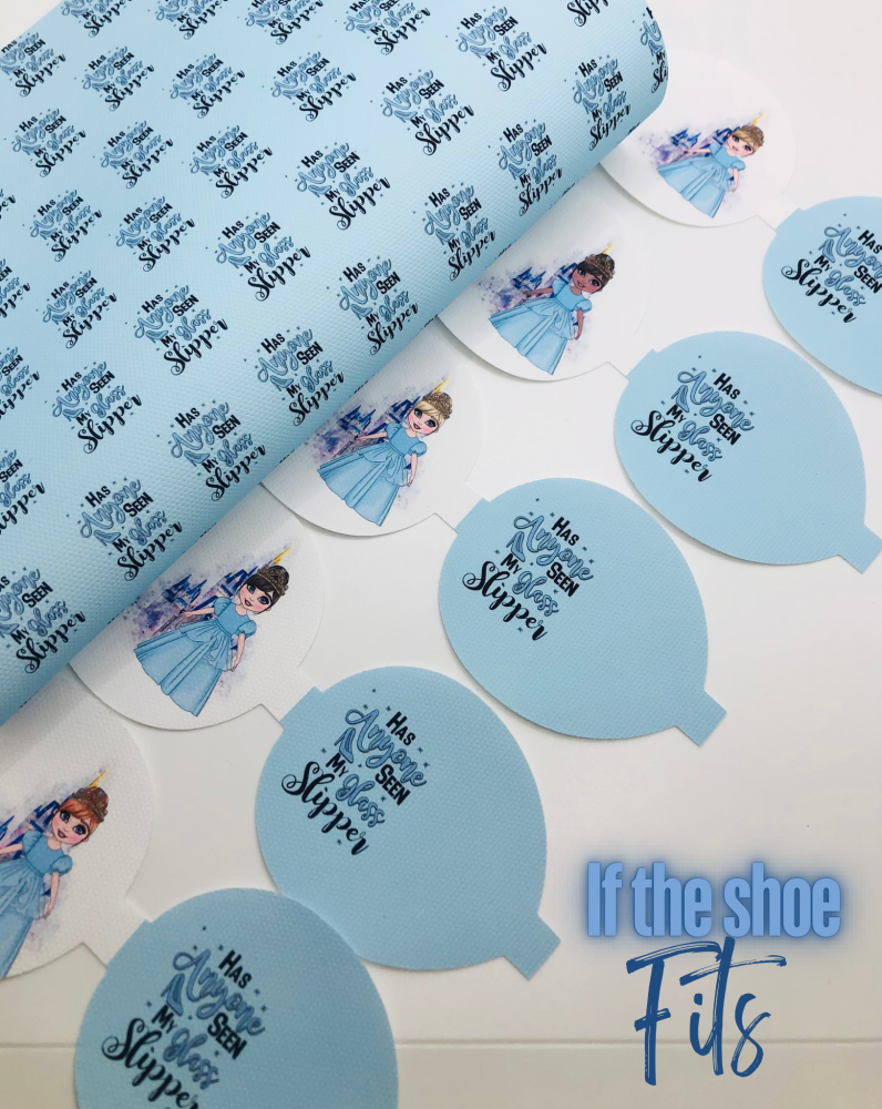 Blue Princess Slipper Inspired dolly girl personalised printed pre cut bow loop