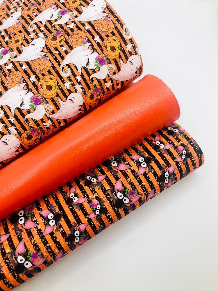 Halloween Orange stripey bat leather Fiver Friday Bundle