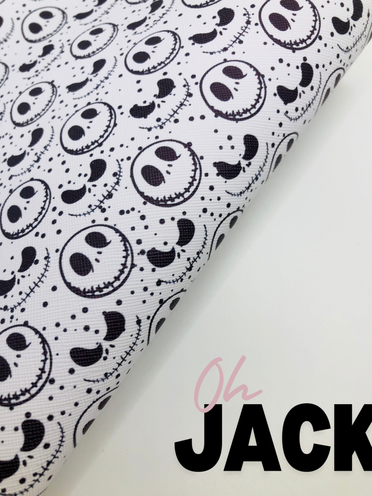 Spooky Jack pumpkin Halloween Printed leatherette fabric