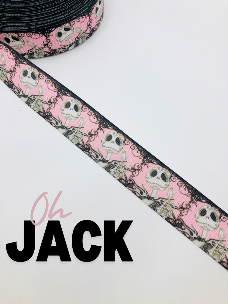 25mm Pretty Pink Jack Halloween grosgrain ribbon
