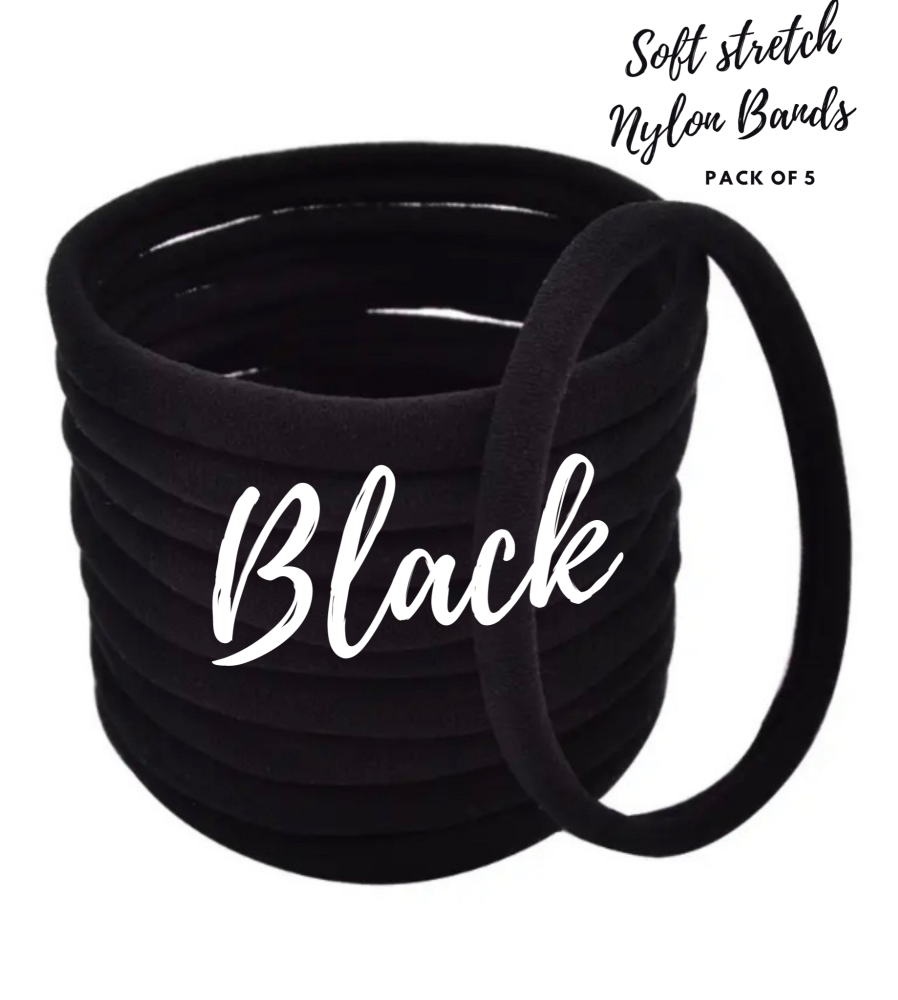 BLACK - 5 x Soft Stretch Dainties Nylon Bands