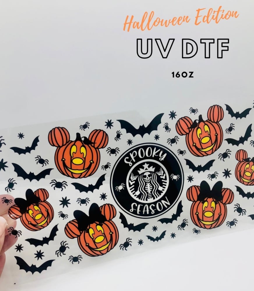 SPOOKY SEASON HALLOWEEN MINNIE PUMPKIN WRAP 16OZ + UV DTF TRANSFER