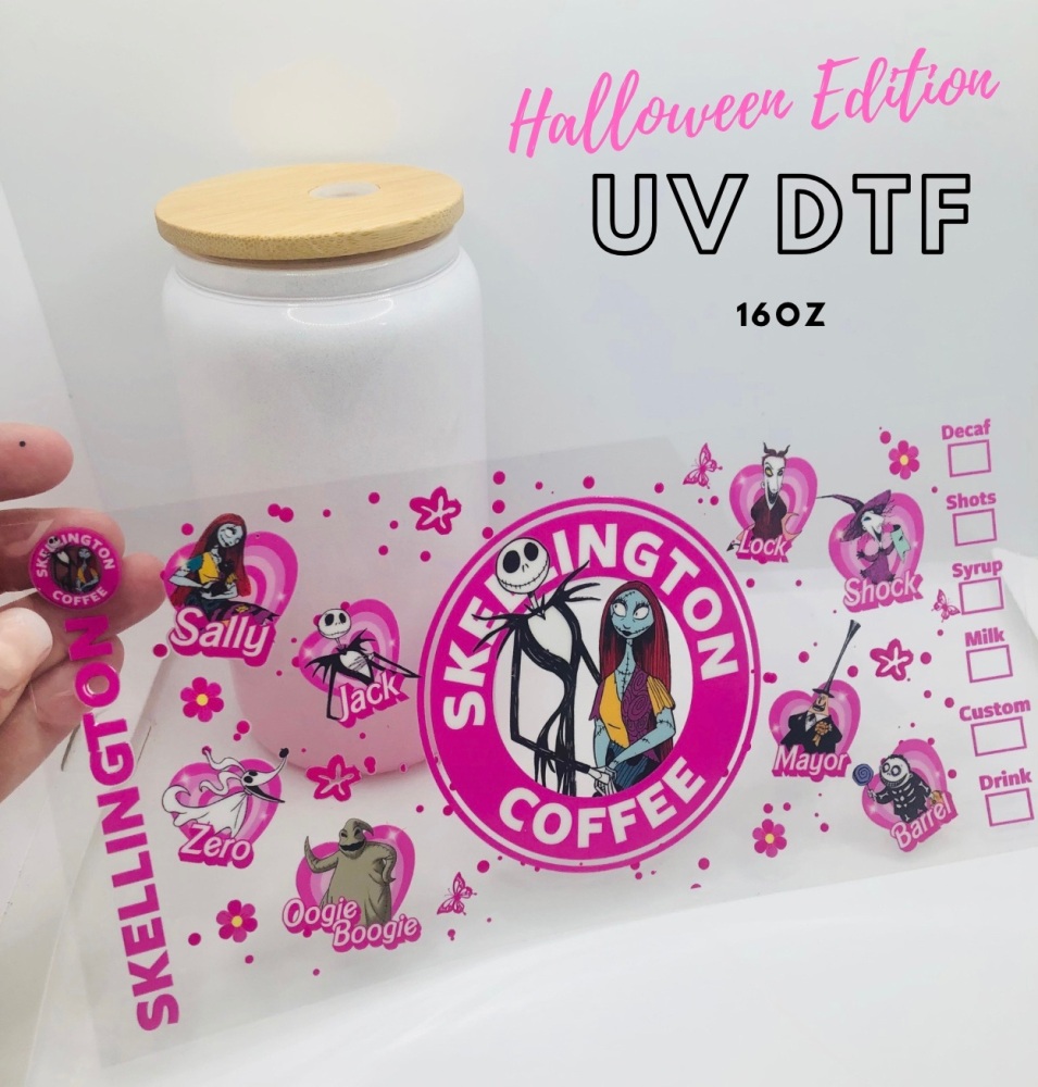 SKELLINGTON COFFEE HALLOWEEN 16OZ + UV DTF TRANSFER