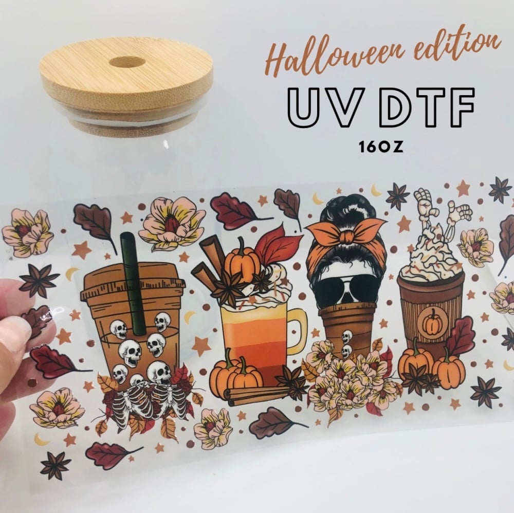 HAUNTED COFFEE HALLOWEEN 16OZ + UV DTF TRANSFER