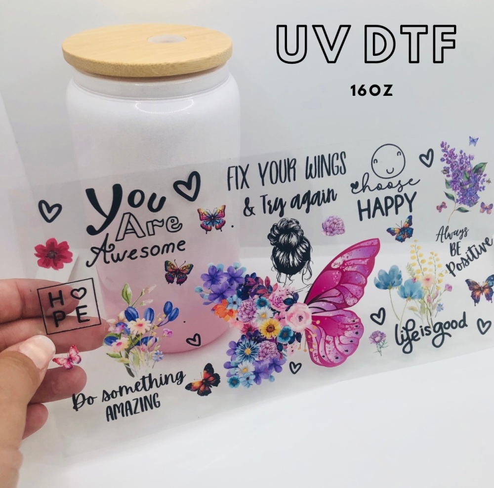 FLY YOUR WINGS BUTTERFLY 16OZ + UV DTF TRANSFER