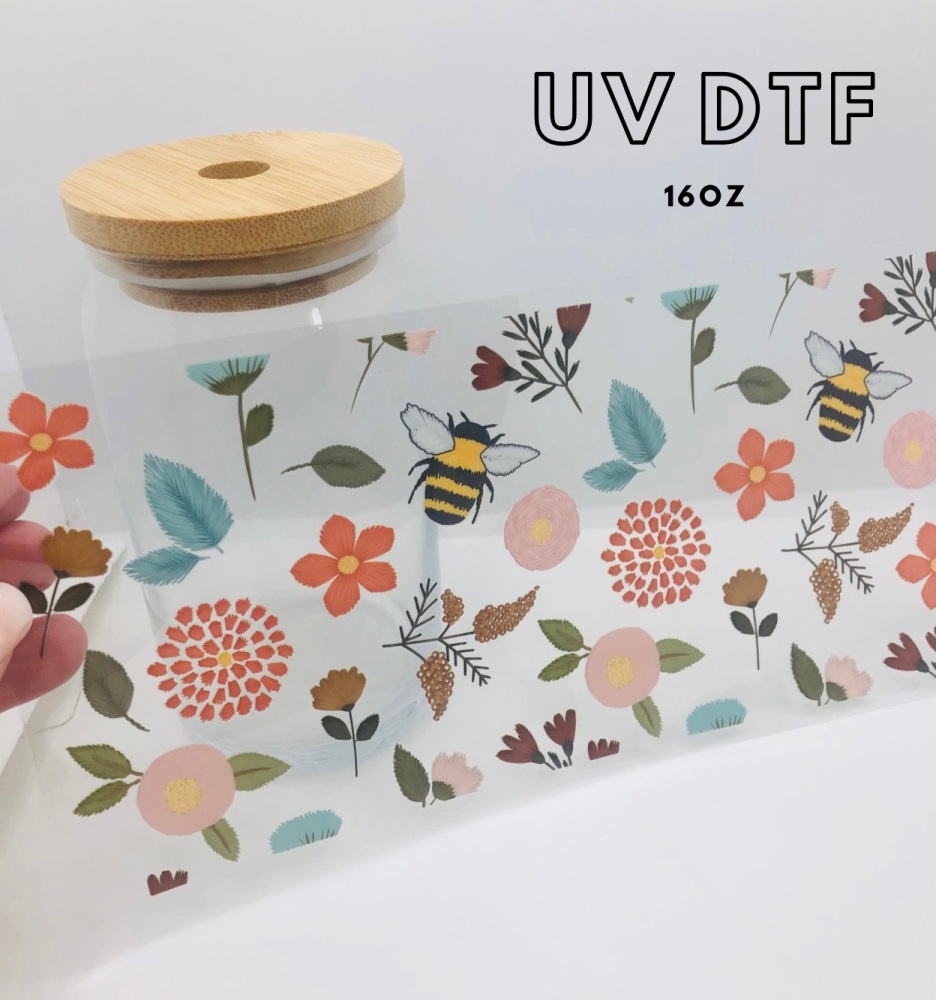 BEE AUTUMN FLORAL 16OZ + UV DTF TRANSFER