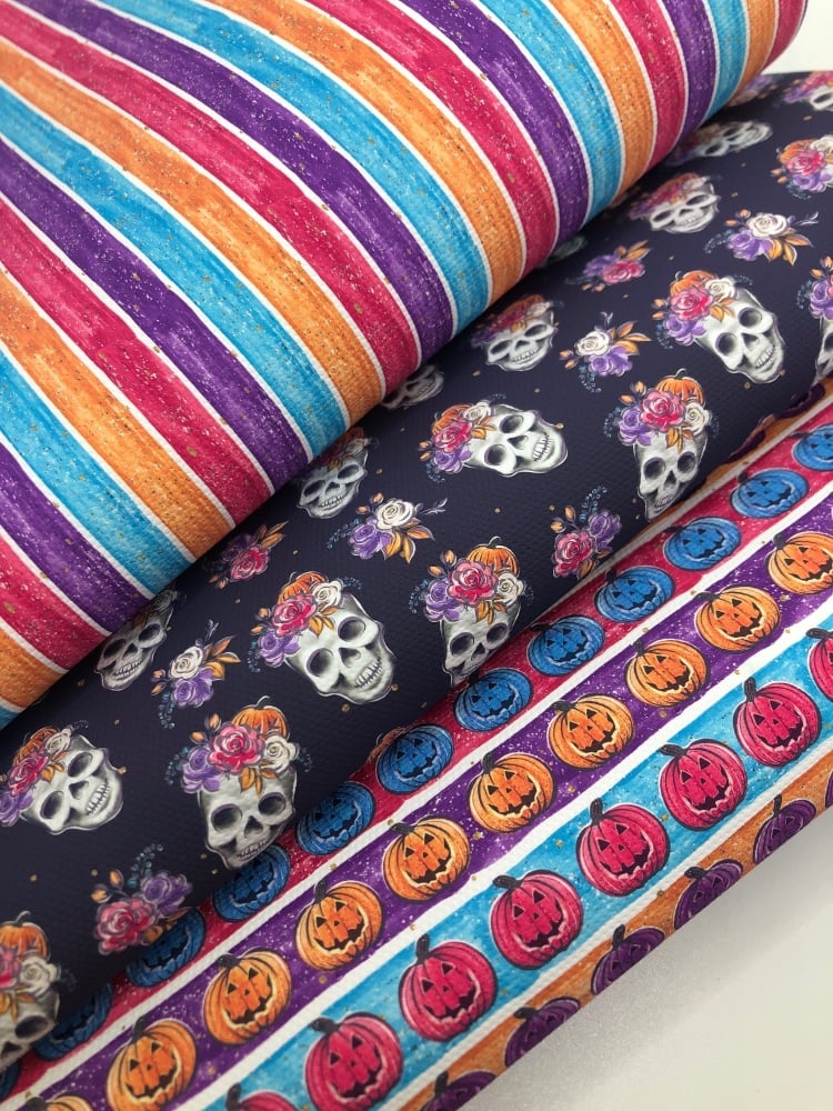 Bright Halloween pumpkin stripe printed fiver friday bundle