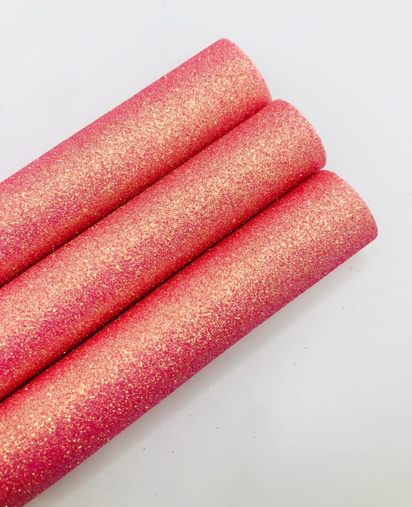 LUXURY - Disco Pink Coral Fine Glitter Fabric