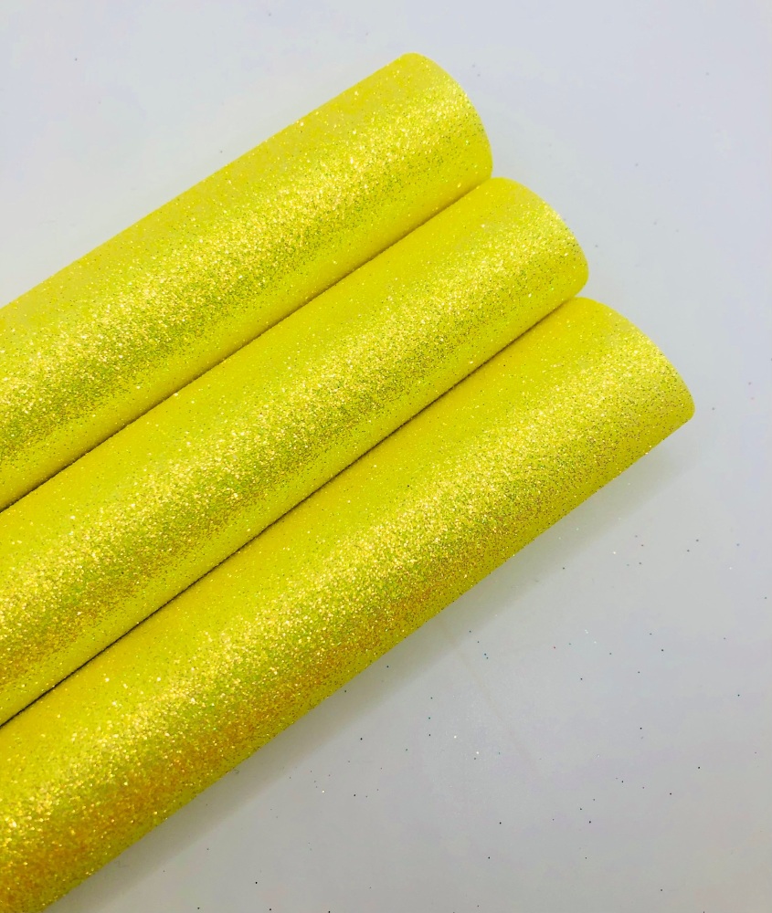 FINE LUXURY - Disco Bright Yellow Glitter Fabric