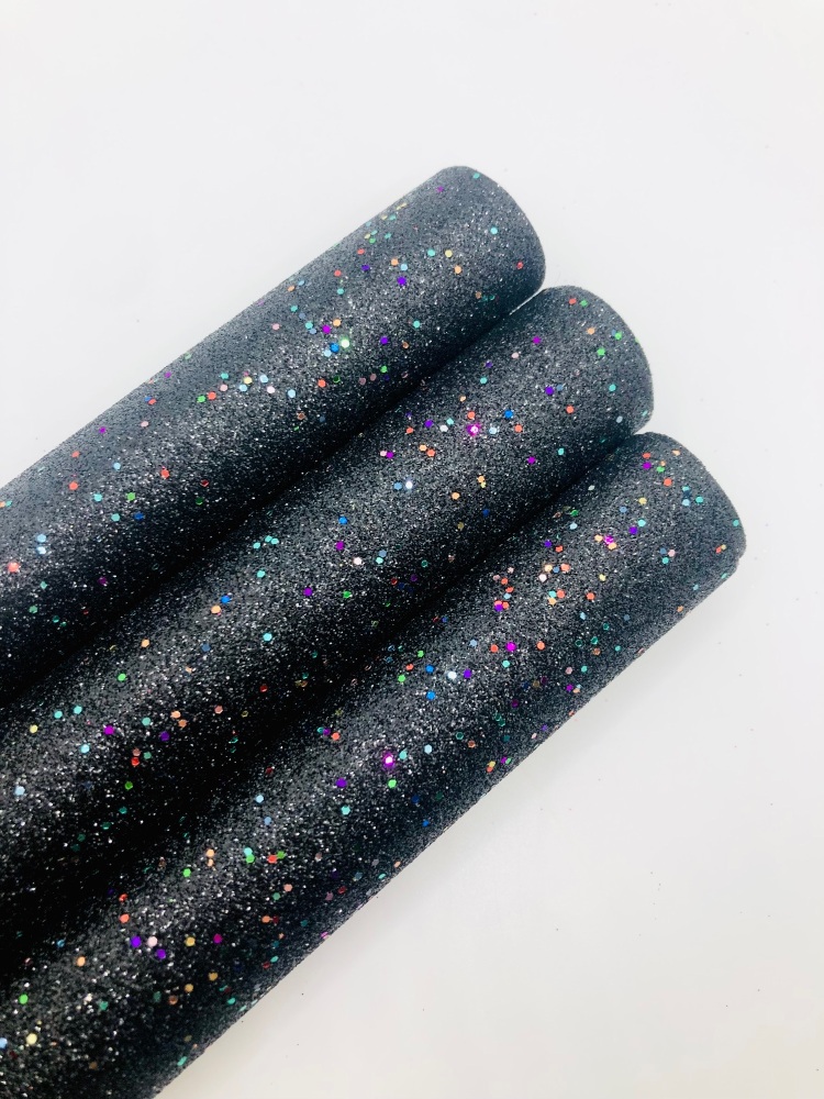 FINE LUXURY - Nightmare Black speckle Glitter Fabric