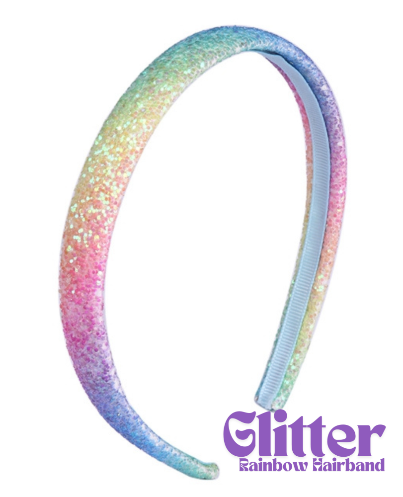 Ombre Rainbow glitter lined hairband