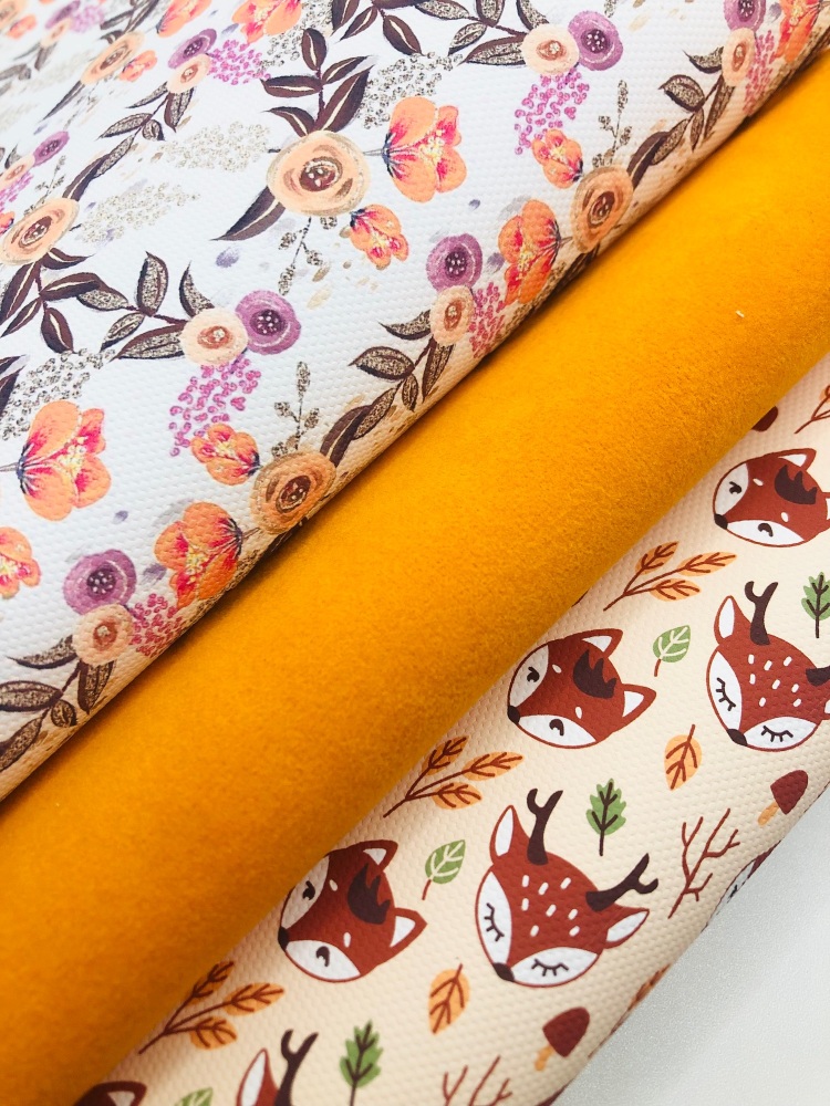 Pretty floral autumn foxes printed fiver friday bundle