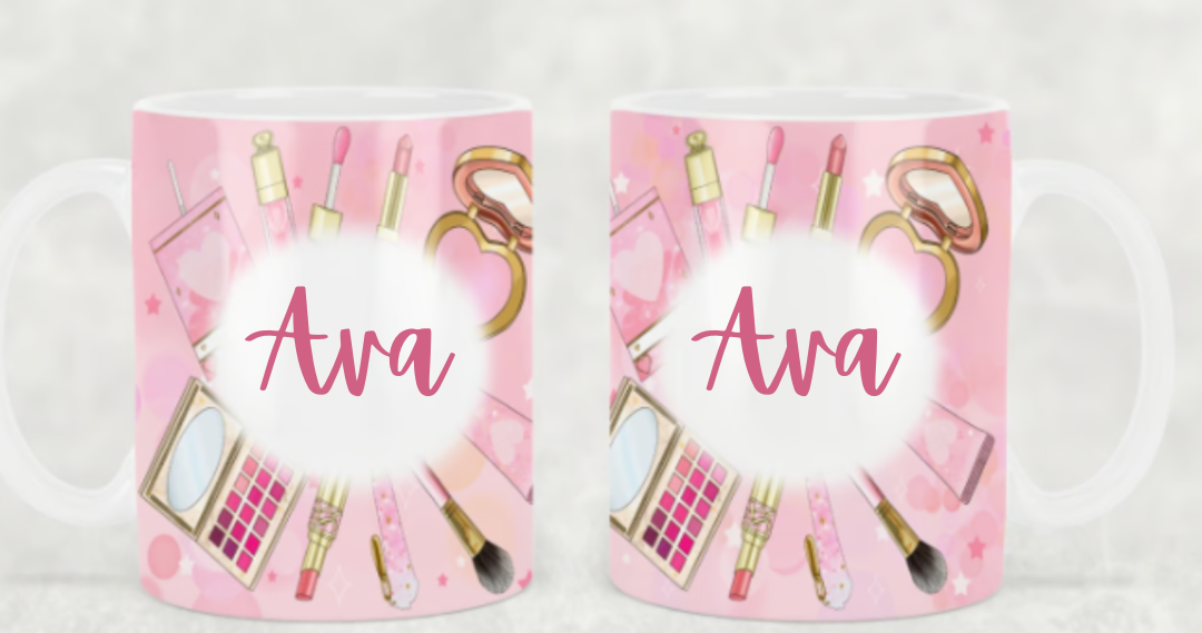 WITH NAME PINK MAKEUP INSPIRED - Makeup Pyjama girl personalised printed 11oz Mug