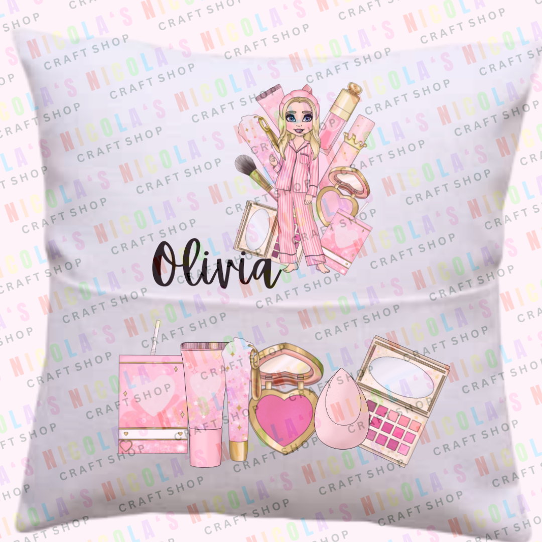 PINK MAKEUP INSPIRED - Personalised Pocket Pillow Case