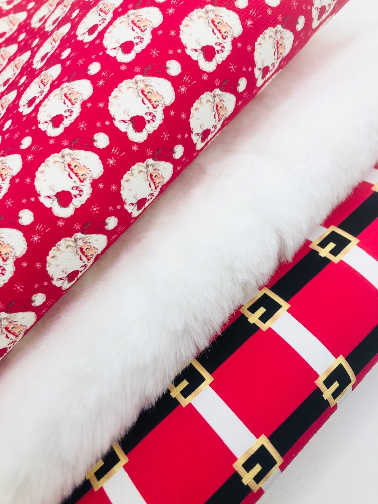 Red Santa fur Christmas printed canvas fiver friday bundle