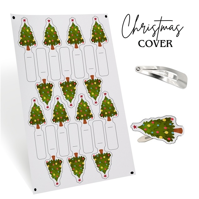 GREEN CHRISTMAS TREE - CUT OUT LEATHERETTE CLIP COVER SHEET