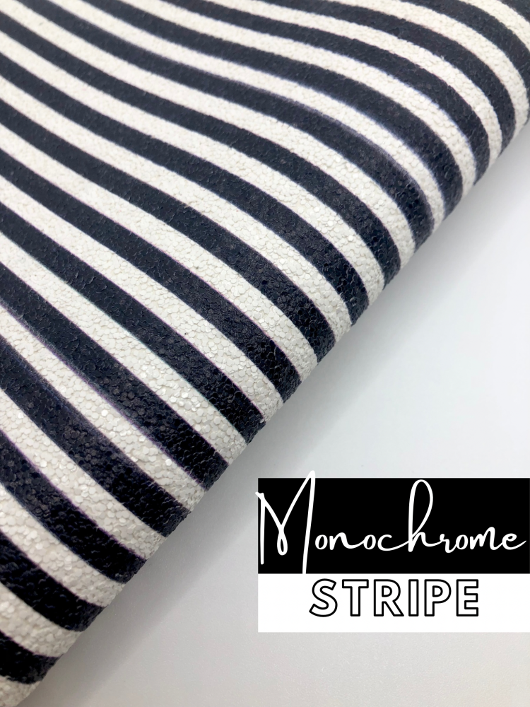 Black & White Matte Stripe Monochrome Chunky Glitter