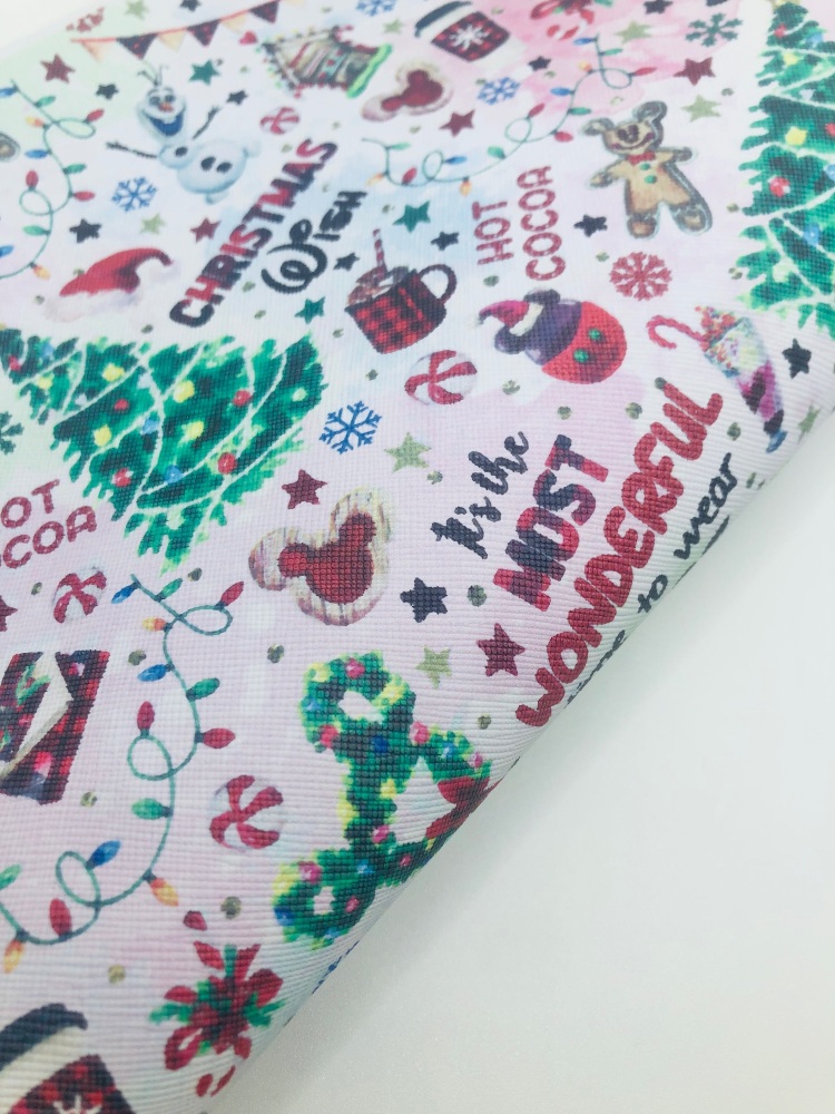 LIMITED EDITION - Christmas Wishes inspired printed leatherette fabric