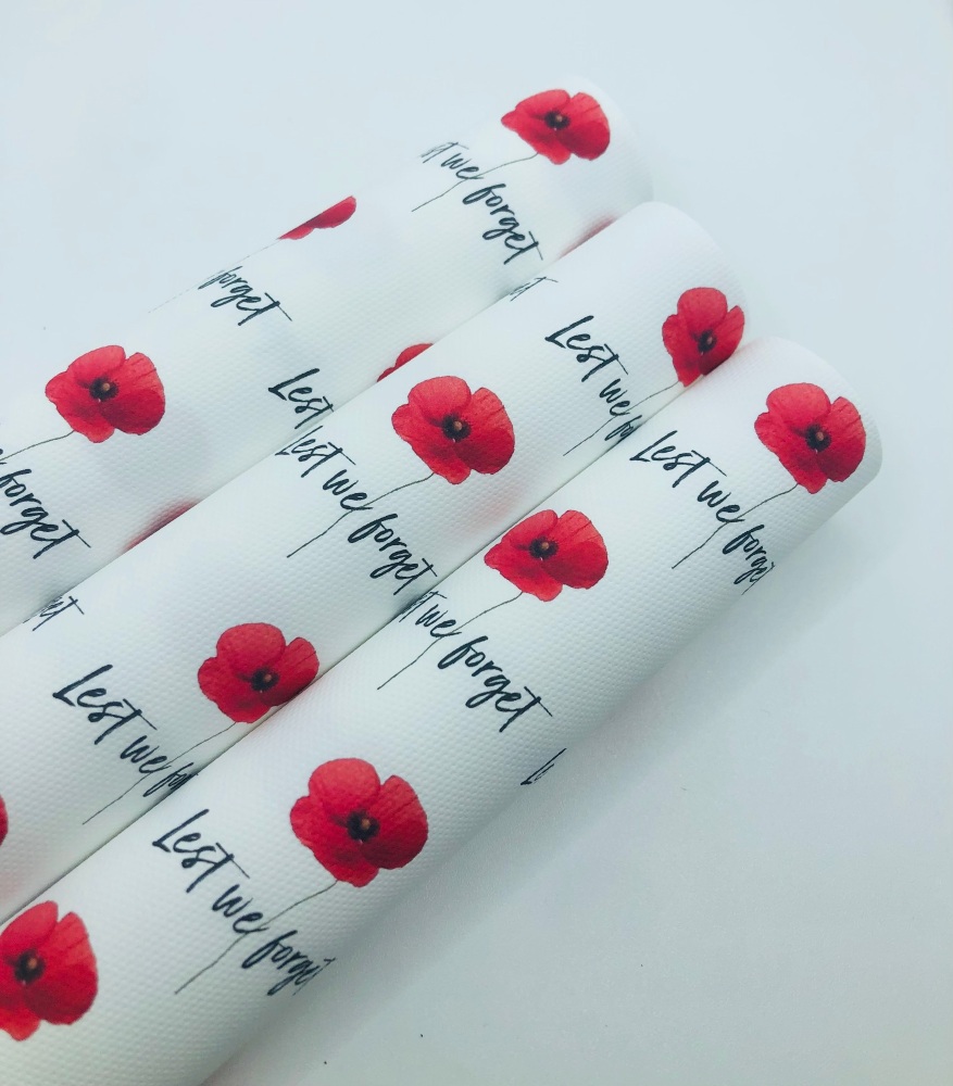 1559 -  Lest we forget single poppy printed canvas fabric sheet