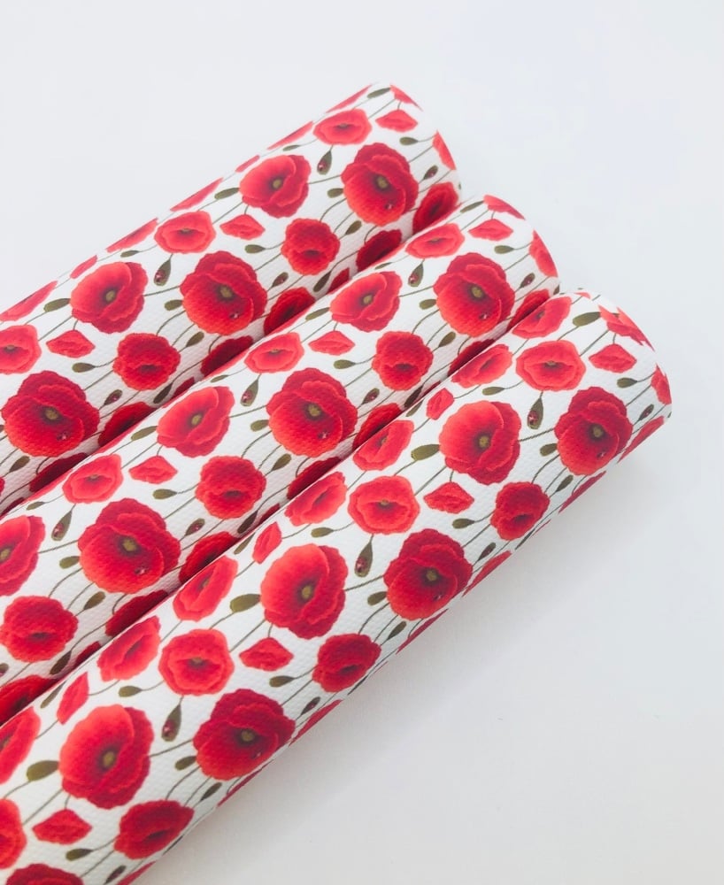 1558 -  Red Flower printed canvas fabric sheet