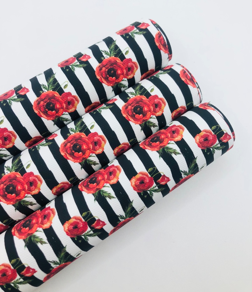 1583 - Poppy Stripe printed canvas fabric sheet