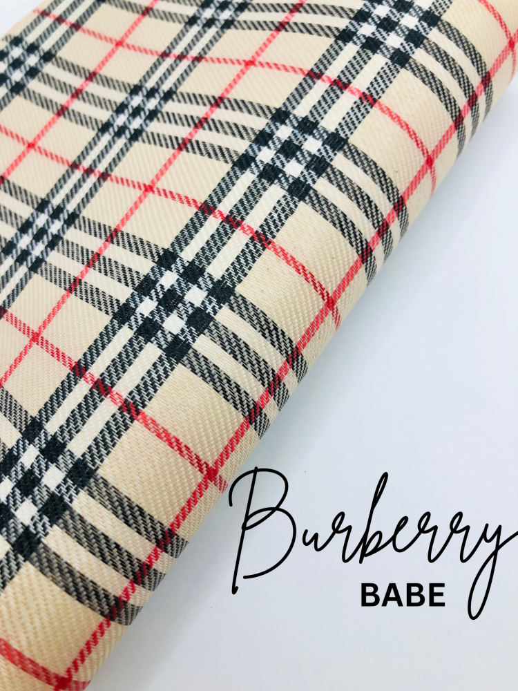 Burberry inspired print plaid printed leather fabric