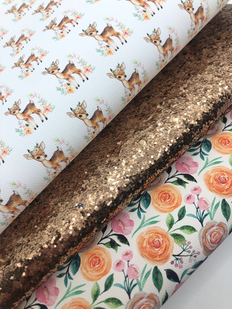 Pretty autumn deer wreath Printed fiver fabric Bundle