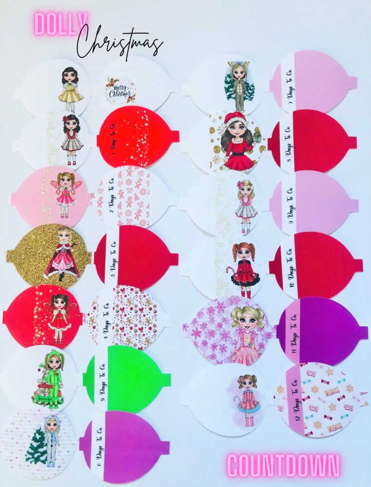 The Dolly Girl Christmas Countdown Advent calendar bows Pre cut bow loops