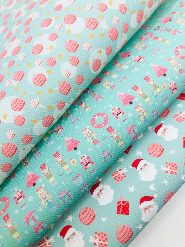 Pastel nutcracker Merry Christmas Printed fiver fabric Bundle