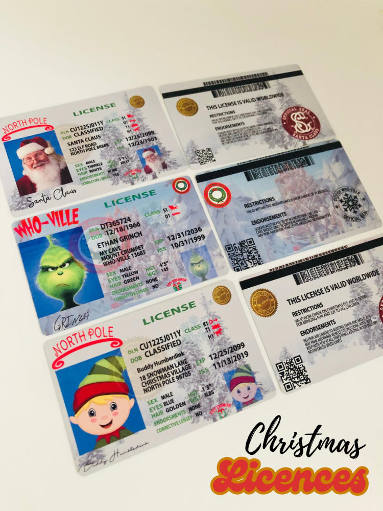 Christmas Santa - Elf - Grinch Licence card