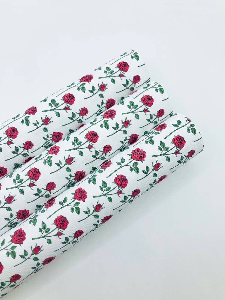 1390 - Red Rose Flower printed canvas fabric