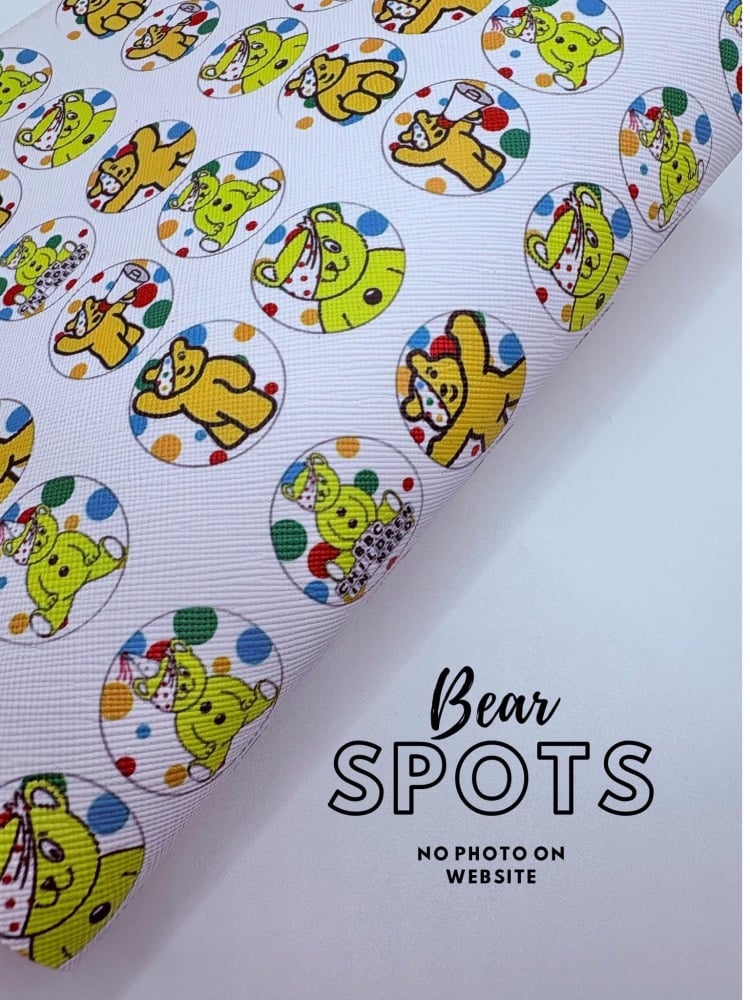 Bear spots leatherette print printed fabric sheet