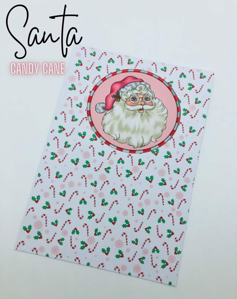 Santa candy cane printed bow card (PACK OF 10)