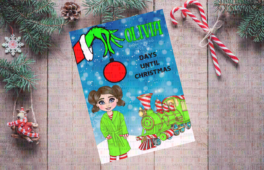 Christmas Grinchmas inspired countdown board personalised fiver friday deal