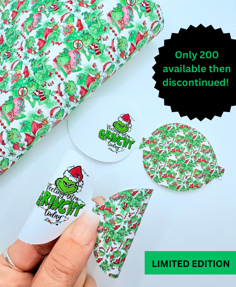 Limited edition green grinchmas inspired pre cut printed bow loop