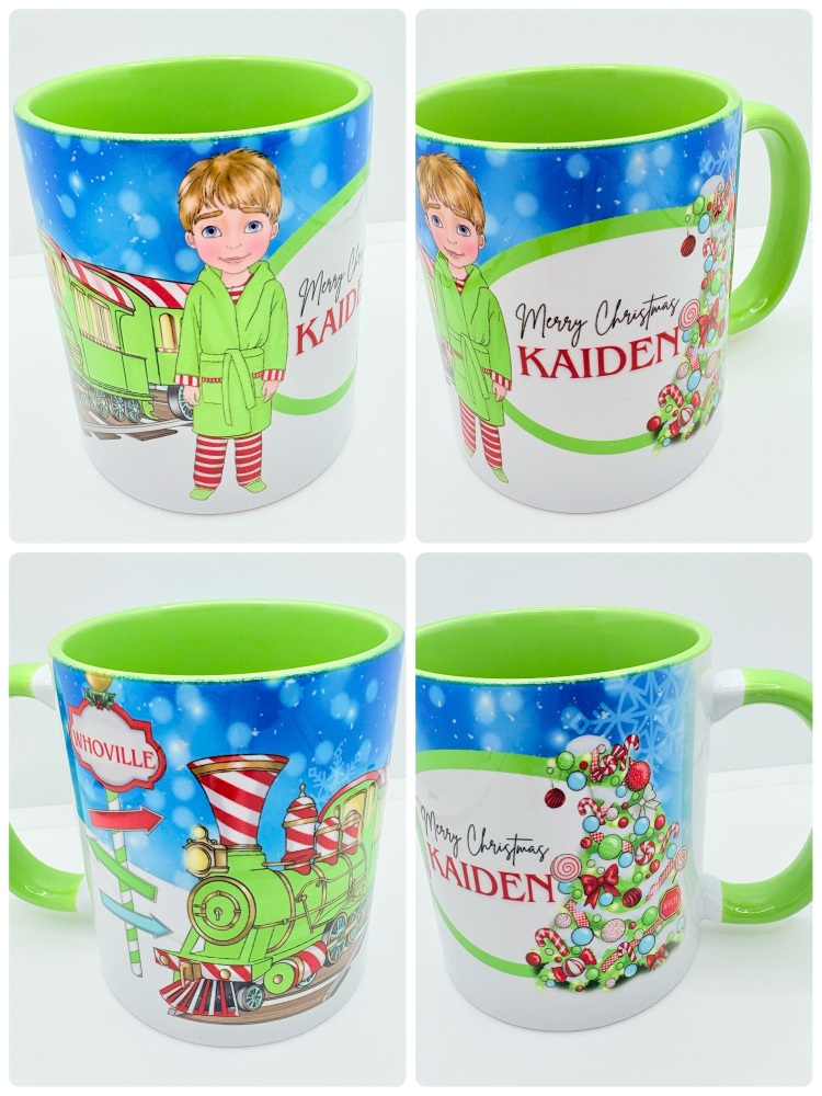 Christmas Green handle Grinch inspired mug (GIRL AVAILABLE)