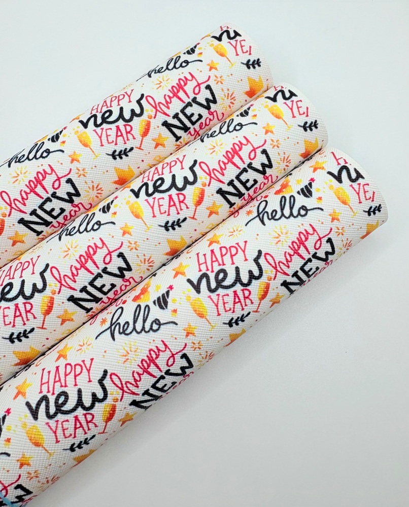 Happy New Year printed leatherette