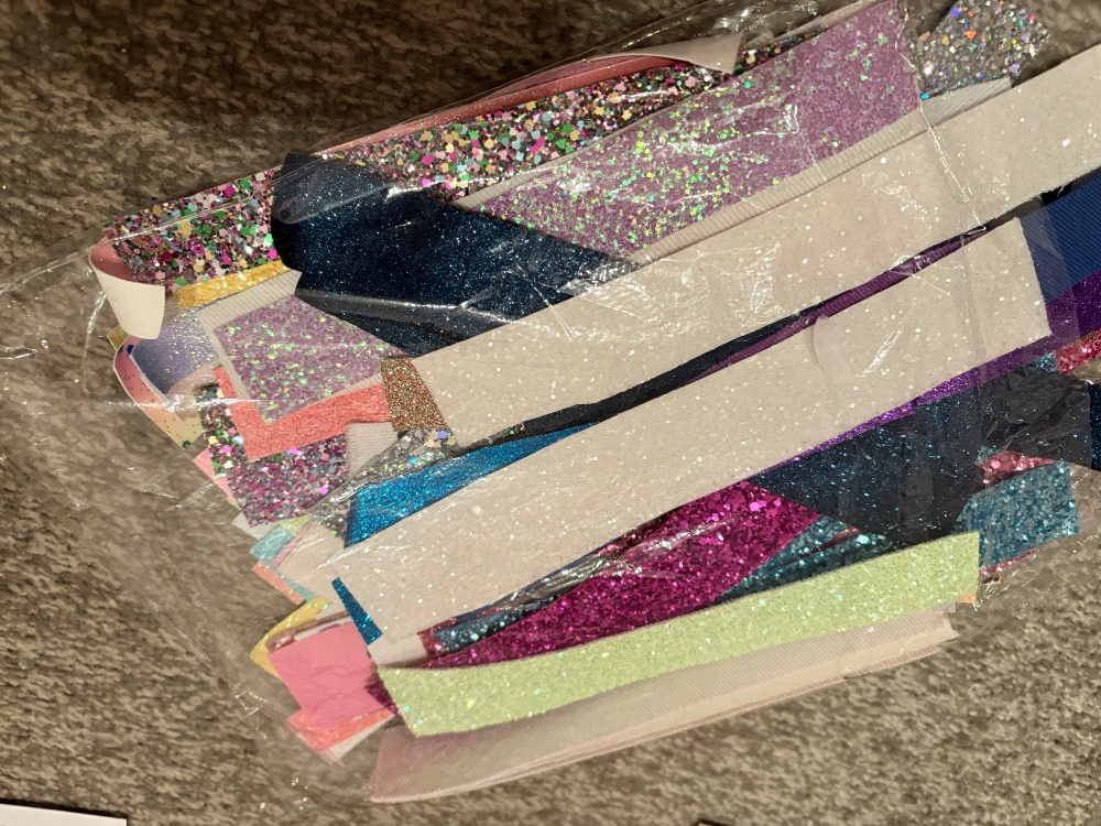 Big Mixed Bag random colours off cut strips glitter fabric