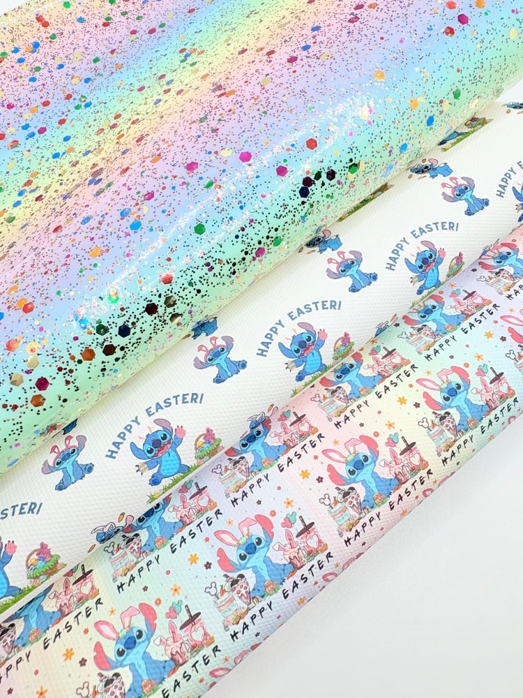 Pastel rainbow inspired stitch Easter bunny Fabric Friday Bundle