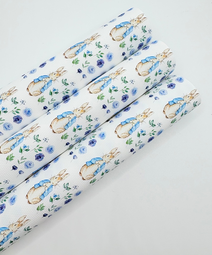 1498 - Peter Rabbit Blue Bunny printed canvas fabric sheet