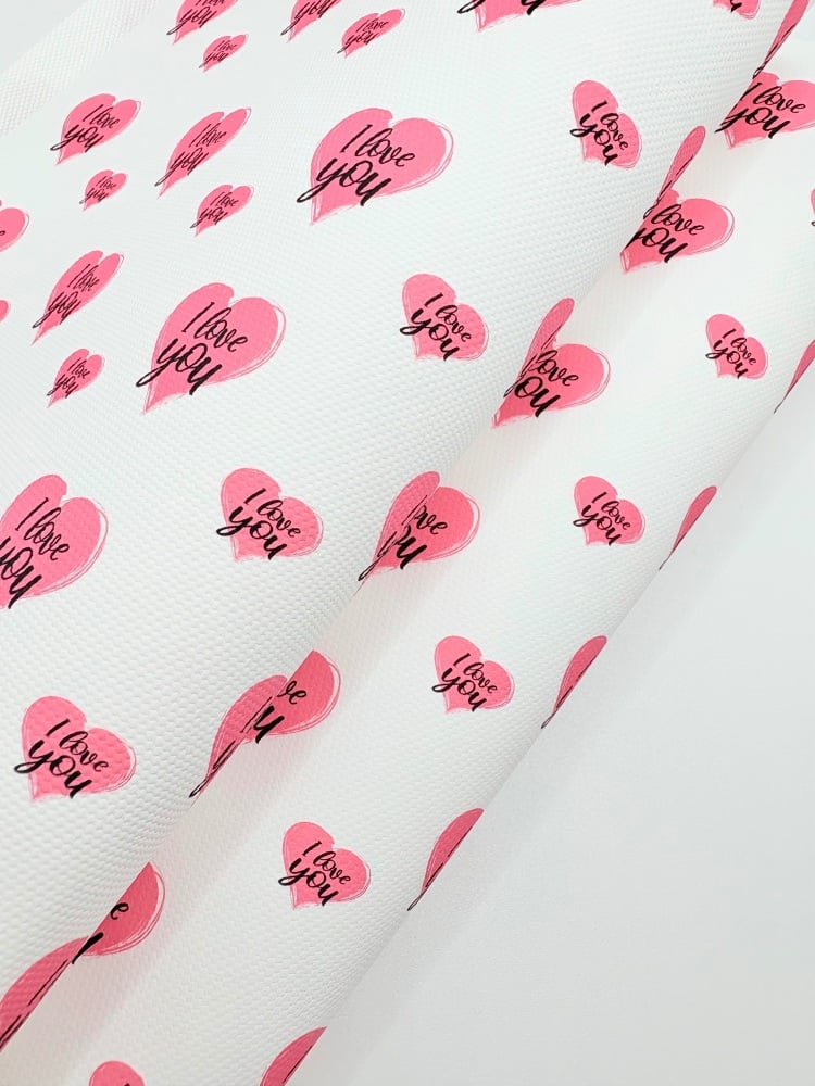 1638 - I love you mixed heart printed canvas fabric sheet