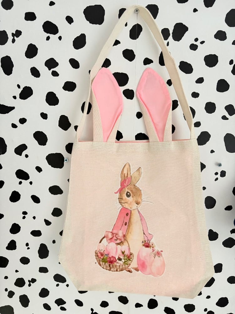 Peter Rabbit Pink Easter Bunny Ear Canvas Tote bag Blank