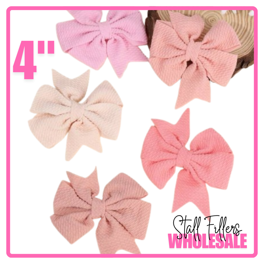 Pastel Pinks Fabric Bows on clips Set of 5