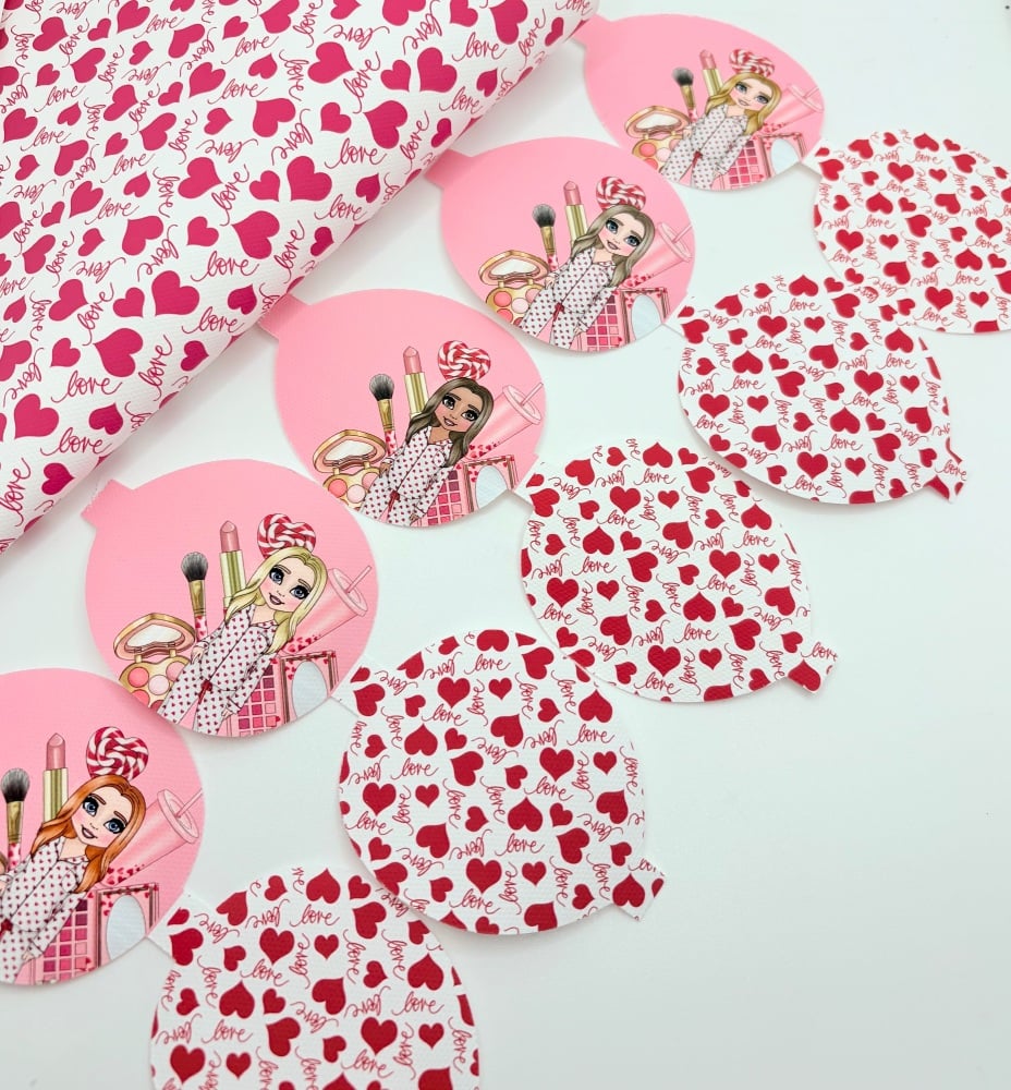 Valentine Makeup inspired printed pre cut bow loop