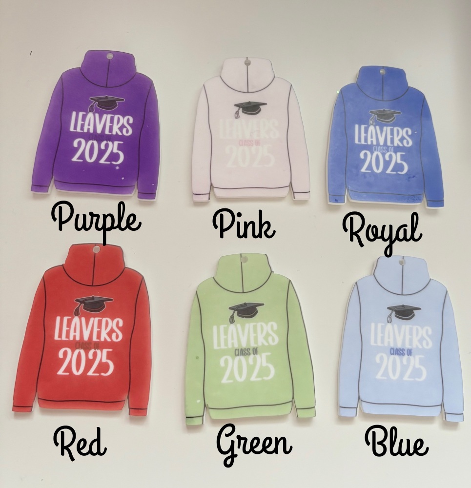 Coloured leavers acrylic keyring choice of colours