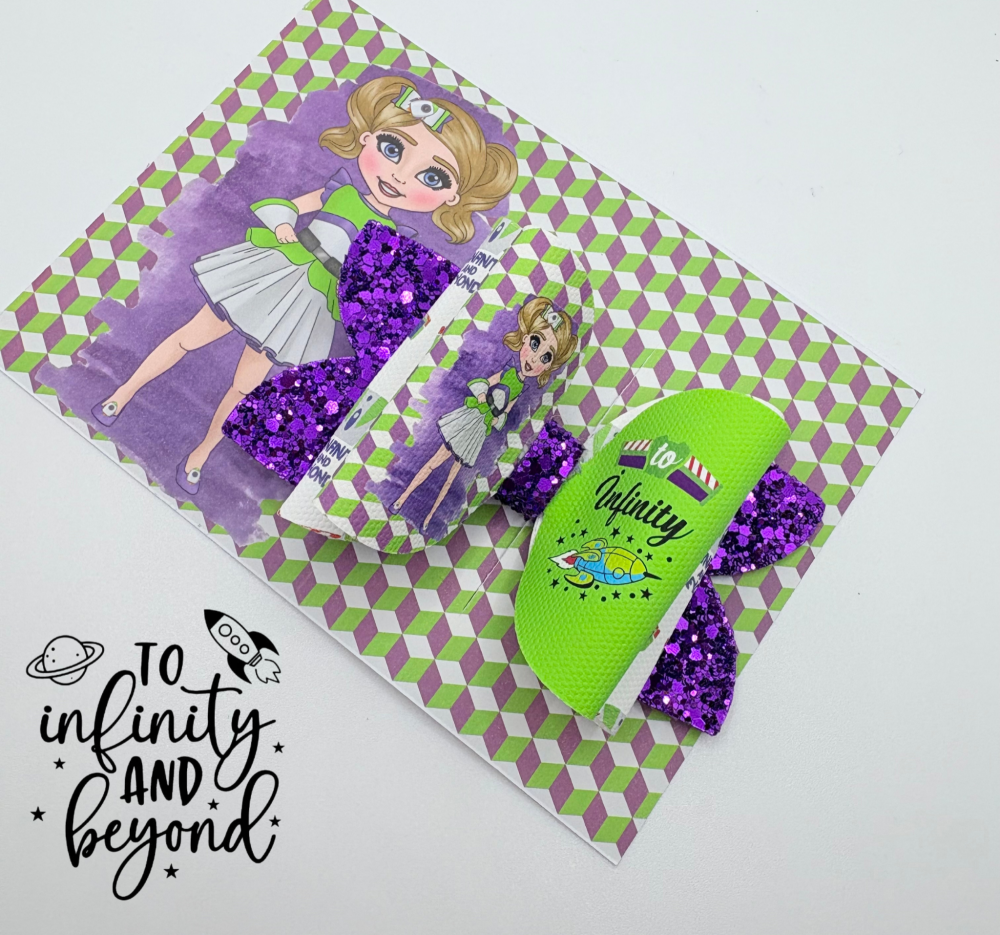 Toy Story inspired buzz Dolly Girl printed bow card (PACK OF 10)