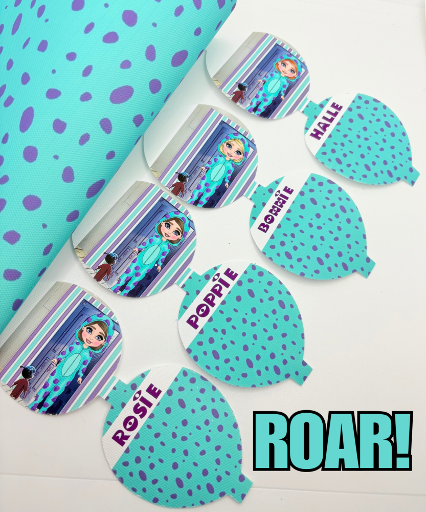 Monster Inc inspired MONSTER dolly girl printed  Dolly bow loop pre cut bow loop